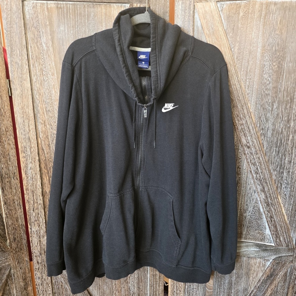 Nike Sweatshirt Women's Size 2X Black Funnel‎ Neck Zippered Jacket Activewear